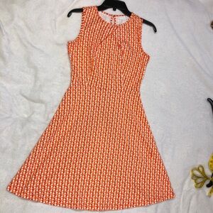 New York & Co Stylish Orange Geometric Pattern Sleeveless Dress size Small